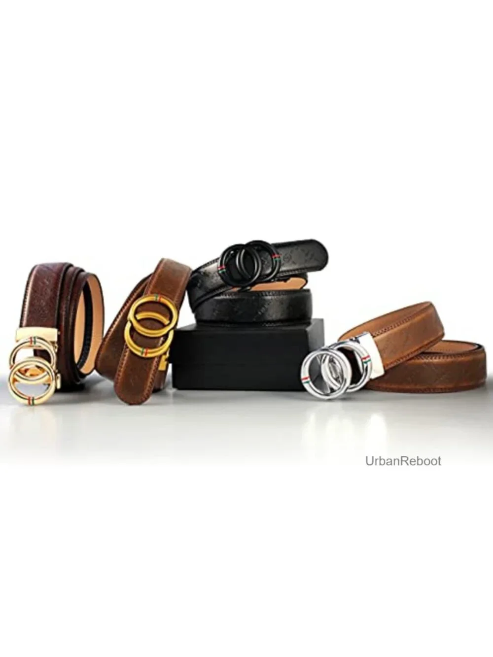Men's Leather Ratchet Belt Cut-to-Fit 1 3/8